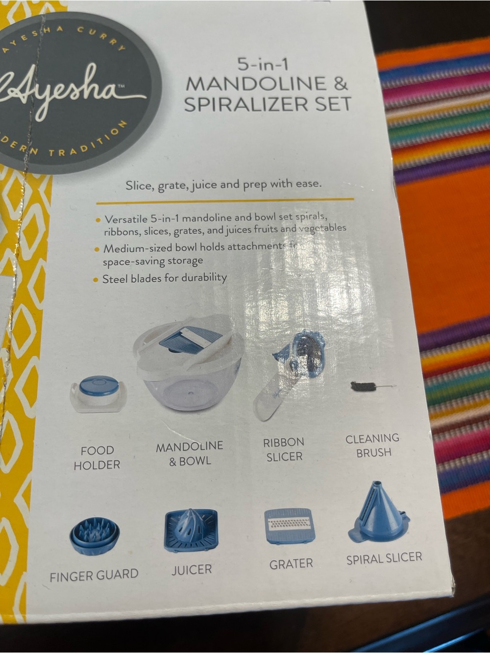 5-in-1 Mandoline & Spiralizer Set - White/Blue - Picture 2 of 2